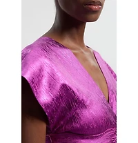 Karen Millen Women's Metallic Angel Sleeve Knit Midi Dress