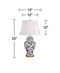 Barnes and Ivy Clarissa 25" High Traditional Table Lamps Set of 2 Vine Ceramic Living Room Bedroom Bedside