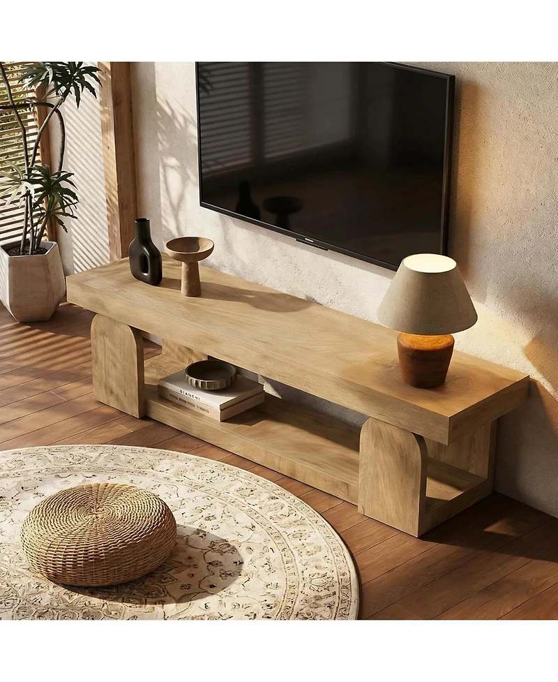 Tribesigns Tv Stand for Tvs up to Farmhouse Entertainment Center with Open Storage Shelf, Wood TV Media Console Television Stand