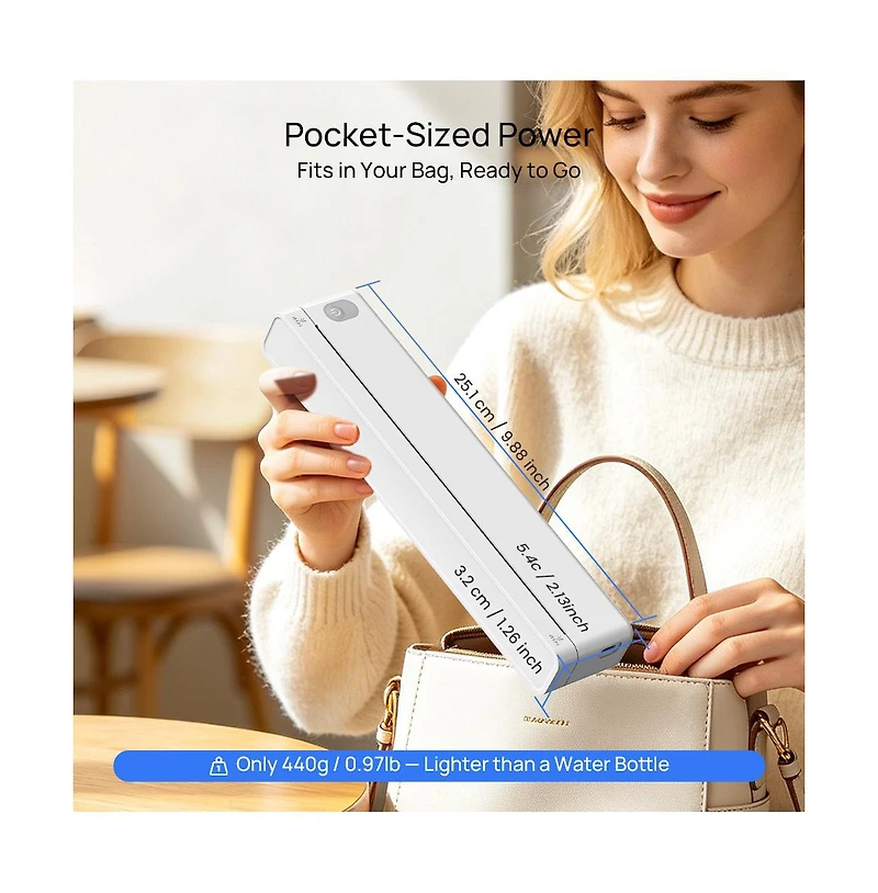 Swifint Portable Thermal Printer, Compatible with Ios Android Laptop, Pocket-Sized Mobile Printer for Office Home School