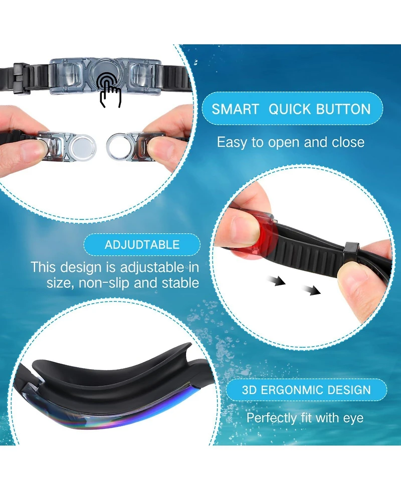 Gnuadz 6Pieces Swim Goggles Adult Anti Fog Ear Plugs Nose Clip