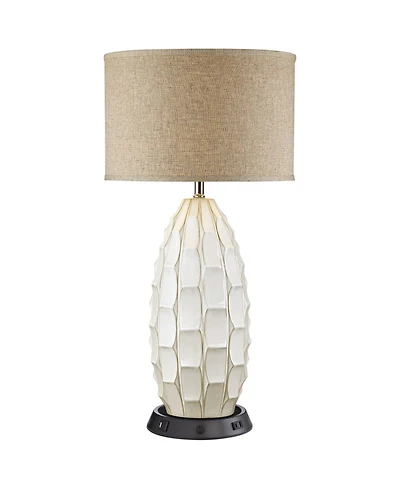 Possini Euro Design Cosgrove 32 3/4" Tall Oval Mid Century Table Lamp Dimmable Usb Workstation Base Charging
