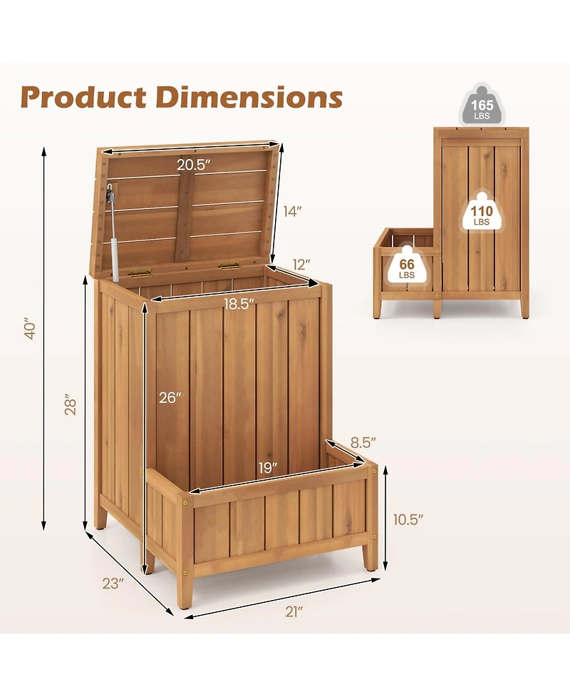 Gymax Package Delivery Box with Planter Box Openable Lid and Gas Rod for Pool Accessories