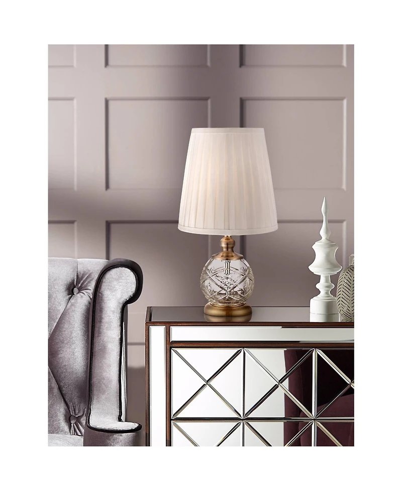 Regency Hill Ida Traditional Accent Table Lamp 15" High Crystal Sphere Empire Shade for Bedroom Bedside Nightstand Office Family House Home