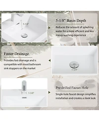 Sillysis Wall Mounted Bathroom Vanity with Stone Resin Sink, Soft Close Drawers