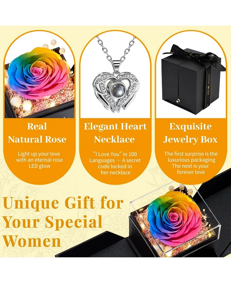Gnuadz Preserved Roses With Love Necklace Gift