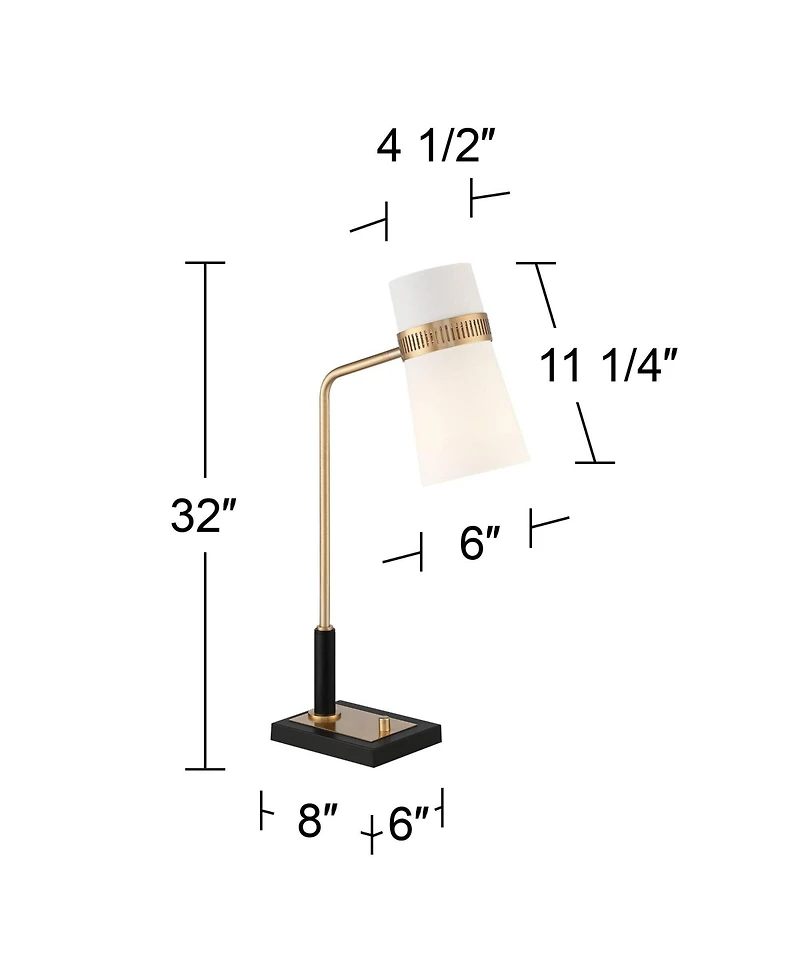 Possini Euro Design Cartwright 32" Tall Large Modern Desk Lamps Set of 2 Usb Port Brass Finish Metal Home Office Charging
