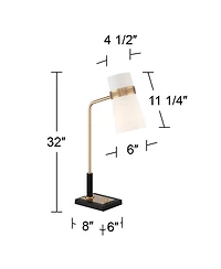 Possini Euro Design Cartwright 32" Tall Large Modern Desk Lamps Set of 2 Usb Port Brass Finish Metal Home Office Charging