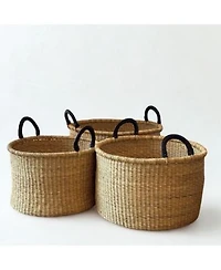 Mbare Handwoven Hamper With Leather Handles