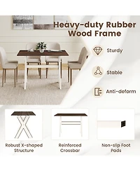 Slickblue Modern Wooden Dining Table with X Shaped Frame Kitchen Table