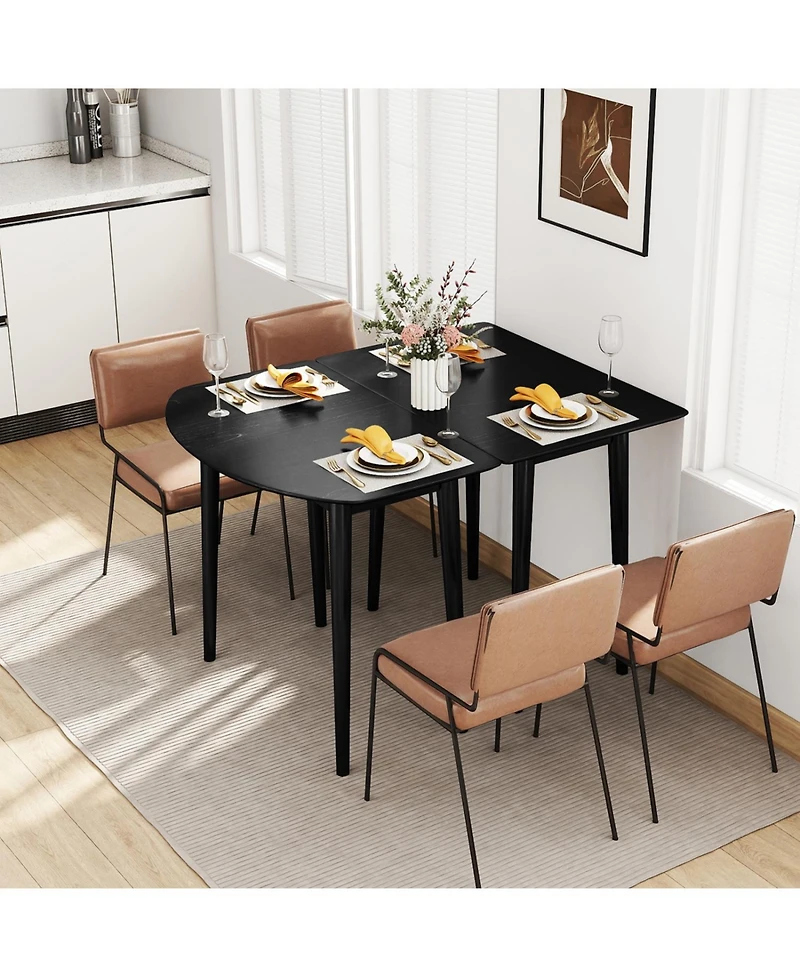 Slickblue Extendable Dining Table Set with Half Round and Rectangular Tables