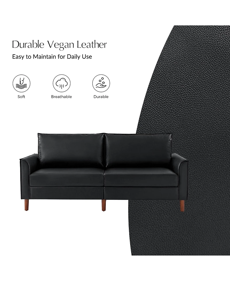 Hulala Home Alpha Mid-Century Modern Faux Leather Sofa