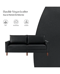 Hulala Home Alpha Mid-Century Modern Faux Leather Sofa