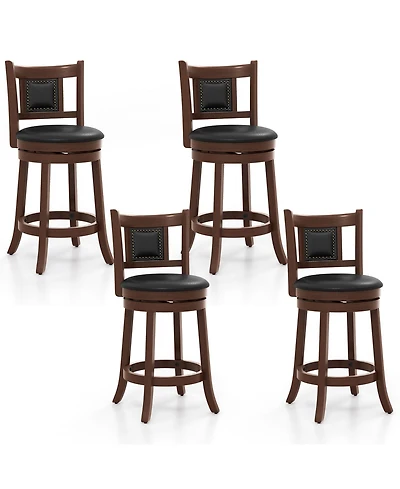 Gymax 25.5'' Swivel Bar Stool Set of Counter Height Bar Stools Armless Chairs for Pub
