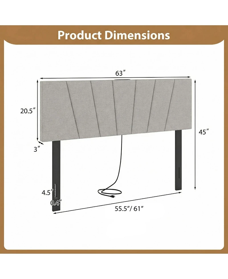 Slickblue Modern Geometric Bed Headboard Upholstered Design for Bedroom Wall Decor