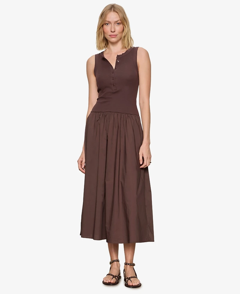Sanctuary Women's Breakaway Mix Media V-Neck Midi Dress