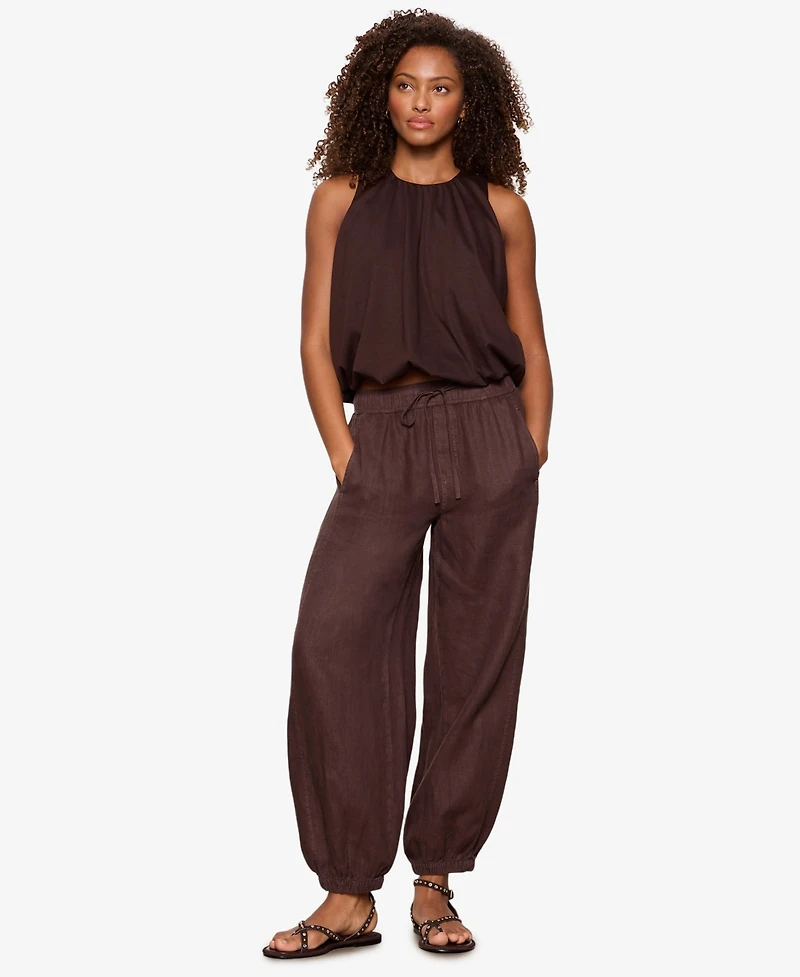 Sanctuary Women's Melody Linen Mid-Rise Balloon Jogger Pants