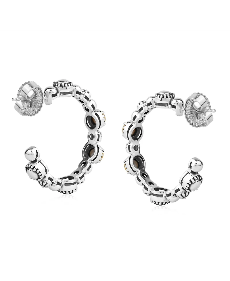 American West Jewelry Sterling Silver Mother of Pearl 1 Inch Concha Hoop Earrings