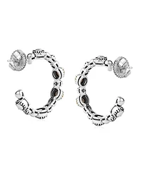 American West Jewelry Sterling Silver Mother of Pearl 1 Inch Concha Hoop Earrings
