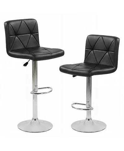 Gymax Bar Stools Set of 2 Adjustable Swivel Barstools with Back and Footrest for Kitchen
