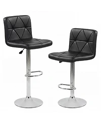 Gymax Bar Stools Set of 2 Adjustable Swivel Barstools with Back and Footrest for Kitchen