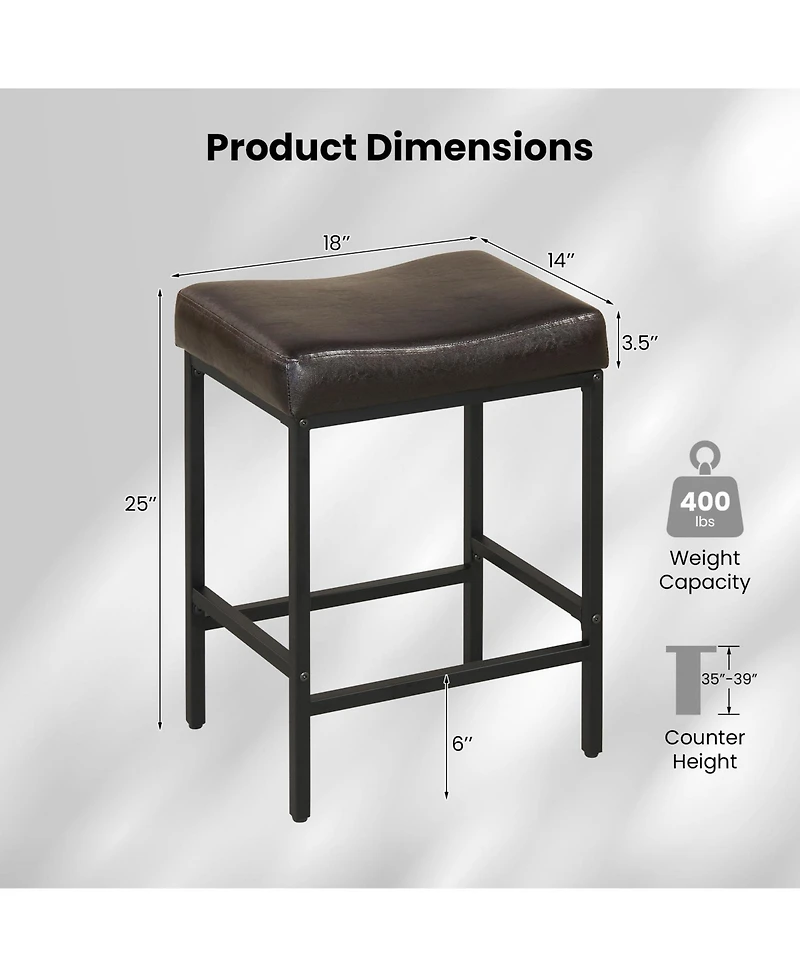 Gymax 2 Pcs Bar Stools Set of 2 25 Inch Counter Height Bar Chairs for Kitchen Island