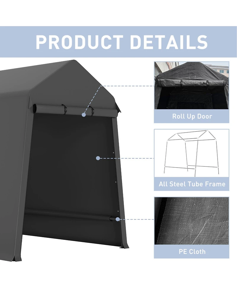 homfan Heavy-Duty Motorcycle Shelter and Outdoor Storage Tent with Waterproof Uv-Resistant Cover, Double Zipper Doors for ATVs Lawn Equipment