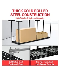 homfan 4 x 6 Foot Overhead Garage Storage Rack with Adjustable Ceiling Shelf and 330 Pound Capacity