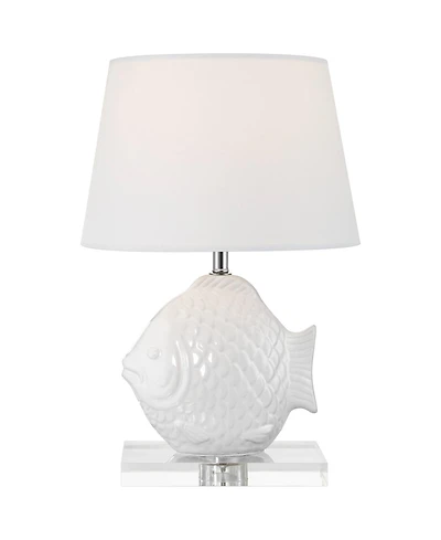 360 Lighting Finely 13 1/2" High Tropical Fish Small Modern Accent Table Lamp White Finish Ceramic Single Living Room Bedroom