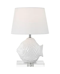 360 Lighting Finely 13 1/2" High Tropical Fish Small Modern Accent Table Lamp White Finish Ceramic Single Living Room Bedroom