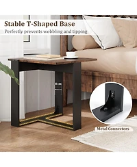 Slickblue Set of 2 Industrial Style End Table with Metal Frame for Sofa and Living Room Use-Rustic