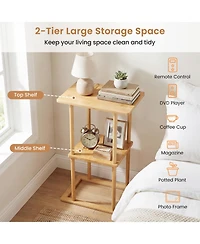 Slickblue Wicker Side Tables Set of 2 with Storage Shelves, Compact End Table for Home Use