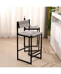 flynama Hand Woven Paper Rope Bar Stools Set of 2 with Back