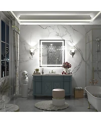 Apmir 28" x 32" Super Bright Front and Back Led Lighted Anti-Fog Tempered Glass Bathroom/Vanity Mirror with Etl and 3-Year Warranty