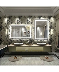 Apmir 48" x 30" Super Bright Front and Back Led Lighted Anti-Fog Tempered Glass Bathroom/Vanity Mirror with Etl and 3-Year Warranty