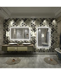 Apmir 51" x 32" Super Bright Front and Back Led Lighted Anti-Fog Tempered Glass Bathroom/Vanity Mirror with Etl and 3-Year Warranty
