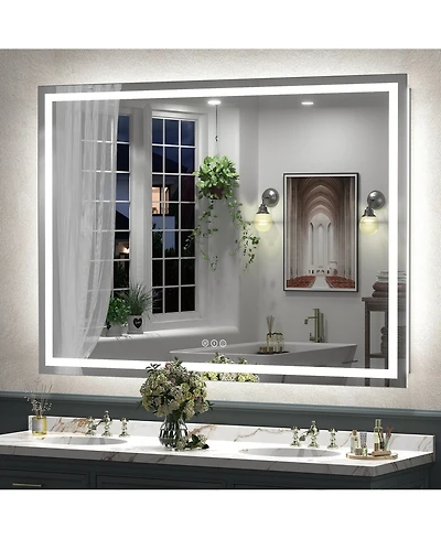 Apmir 55" x 40" Super Bright Front and Back Led Lighted Anti-Fog Tempered Glass Bathroom/Vanity Mirror with Etl and 3-Year Warranty
