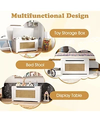 Sugift Kids Rattan Toy Storage Box with Flip Top Lid and Safety Hinges