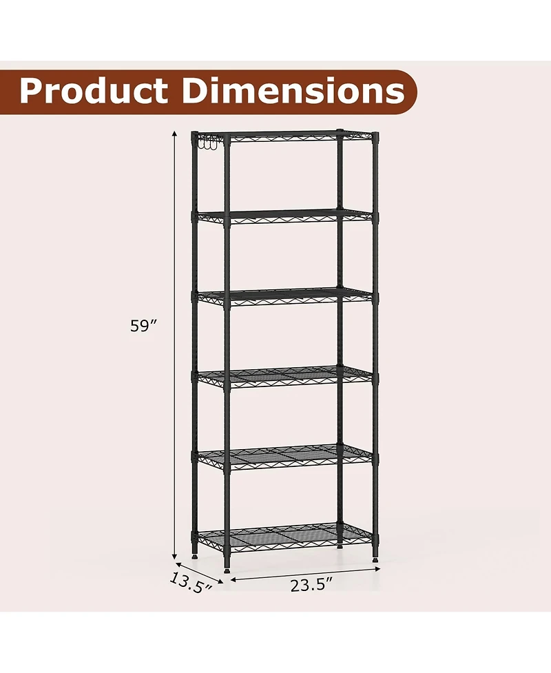 Sugift 6 Tier Metal Storage Shelving Unit with 900 lb Capacity