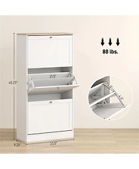 Clihome Shoe Cabinet with 3 Flip Drawers - Modern Narrow Shoe Storage for Entryway, 12-18 Pairs
