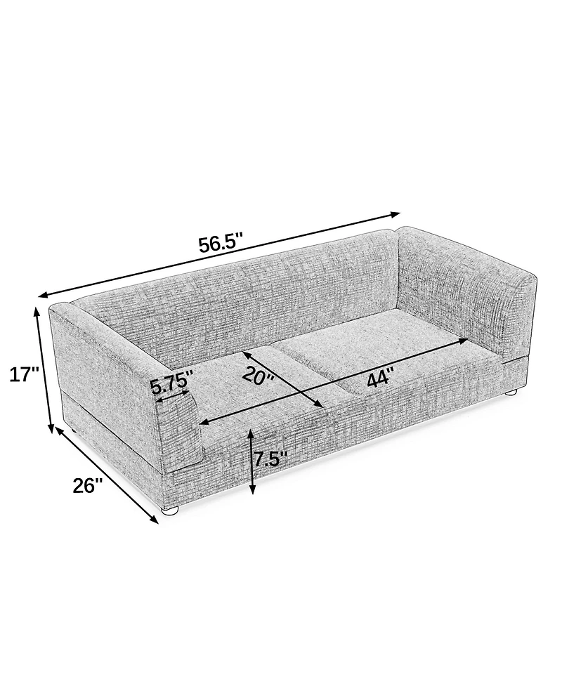 Clihome Dog Sofa for Medium Large Dog, Rectangular Design with Backrest, Armrests, Soft Cushion