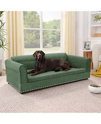 Clihome 55 Inch Dog Sofa for MediumandLarge Dogs, Modern Elevated Dog Sofa Bed with Armrests, Backrest