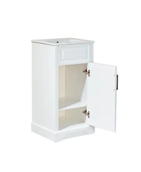 Sillysis Fully Assembled Solid Wood Freestanding Bathroom Vanity with Ceramic Sink and Soft Close Door for Small Spaces