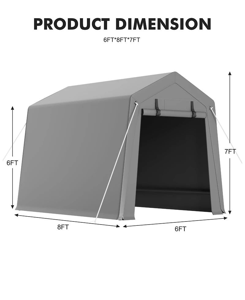 homfan Heavy-Duty Portable Outdoor Storage Tent and Motorcycle Shelter, Waterproof 220gsm Pe Canopy Carport with Dual Zipper Doors and Vents