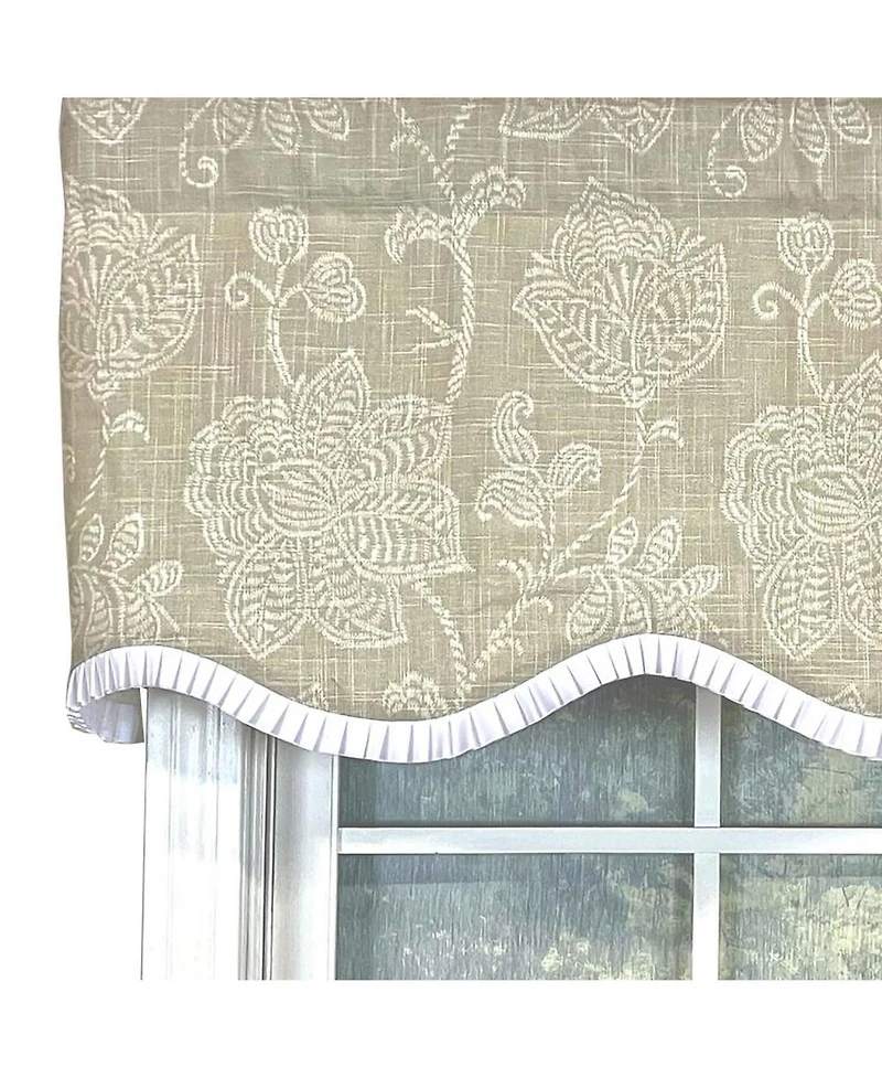 Rlf Home Cross Stitch Ruffled Provance Cotton with Fully Lined Rod Pocket Valnance for Windows