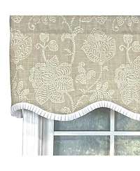 Rlf Home Cross Stitch Ruffled Provance Cotton with Fully Lined Rod Pocket Valnance for Windows