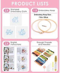 Gnuadz Embroidery Kit Adults Owl Beginners Cloth Hoops Threads Hand Craft