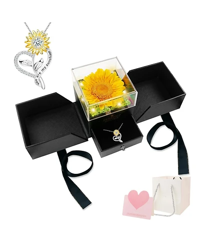 Gnuadz Preserved Sunflower Necklace Sunshine Gift Women