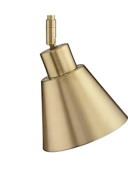 360 Lighting Marybel Modern Swing Arm Wall Lamp with Cord Cover Brass Gold Plug-in Light Fixture Tapered Metal Shade for Bedroom Bedside Living Room