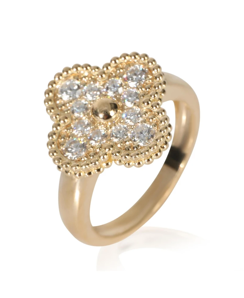 Pre-Owned Van Cleef & Arpels Yellow Gold Diamond Vintage Alhambra Ring